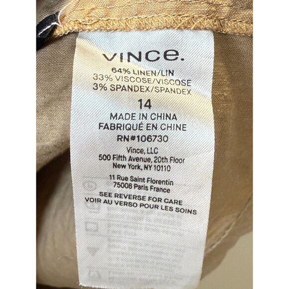 Vince Beige Linen Blend Wrap Midi Skirt Women’s Size 14 Workwear Neutral - Picture 6 of 7